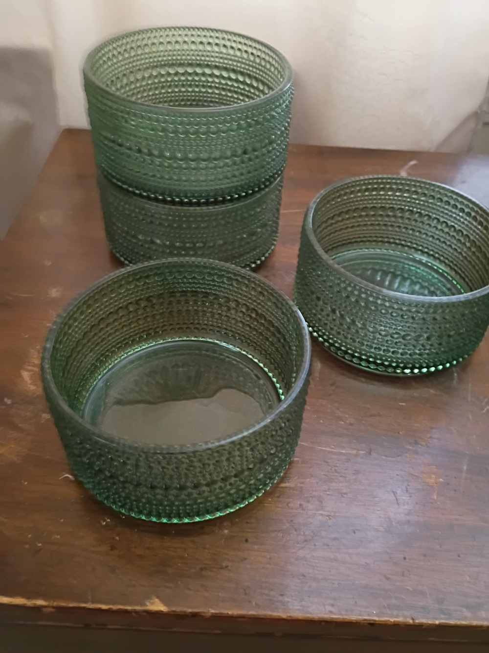 Halo Green Textured Glass Dessert Bowls - Set of 4